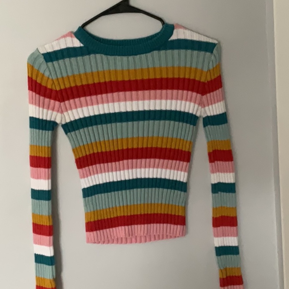Forever 21 Multicolor Striped Crew Neck Sweater